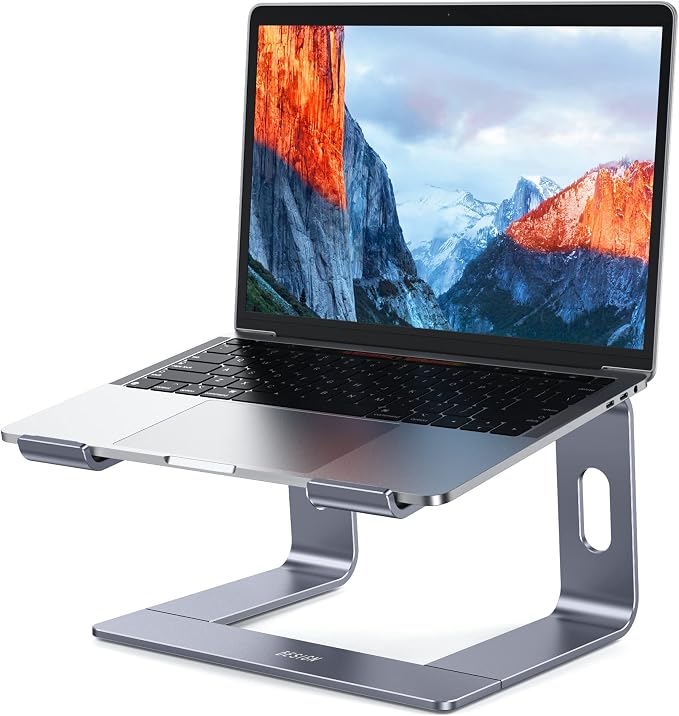 BESIGN LS03 Aluminum Laptop Stand, Ergonomic Detachable Computer Stand, Notebook Holder, Laptop Mount Compatible with Air, Pro, Dell, HP, Lenovo More 10-15.6" Laptops, Space Gray