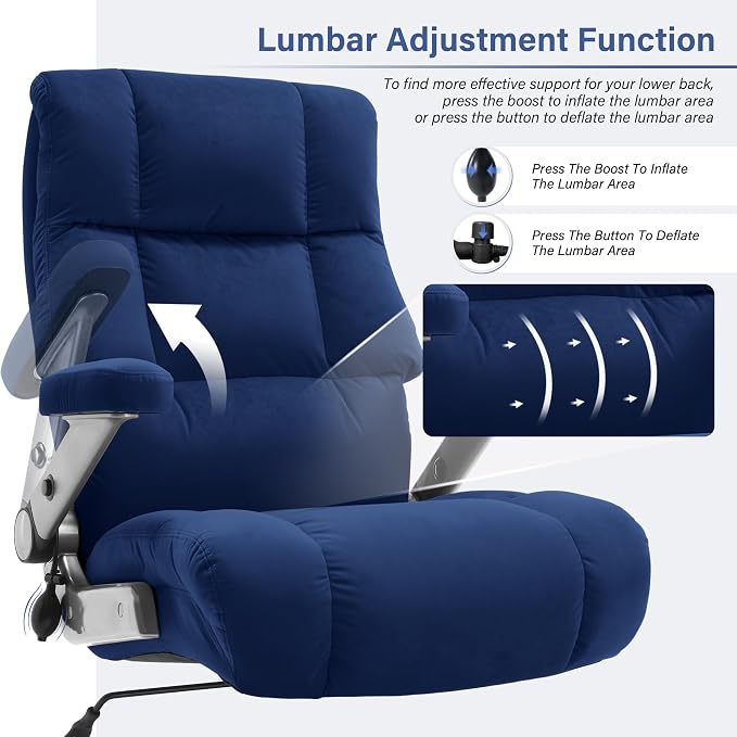 Big and Tall Office Chair 700lbs, Fabric Heavy Duty Executive Desk Chair | 3D Flip Arms, Extra Wide, Upgraded Wheels, Adjustable Lumbar Support, Metal Base, Large Ultra-Soft Ergonomic Computer Chairs