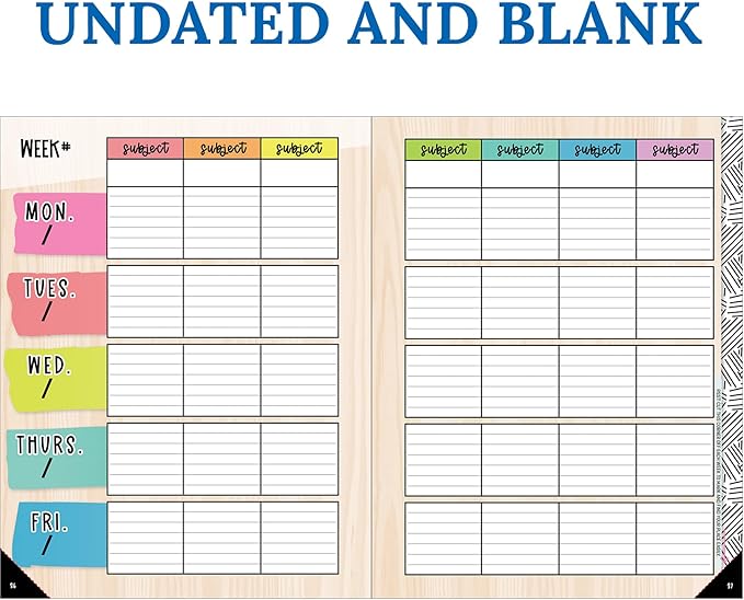Carson Dellosa Creatively Inspired Planner 2026-2027, Undated 8" x 11" Lesson Plan Book With Stickers, Class Schedule, Weekly Calendar, Homeschool and Classroom Must Haves, Boho School Supplies