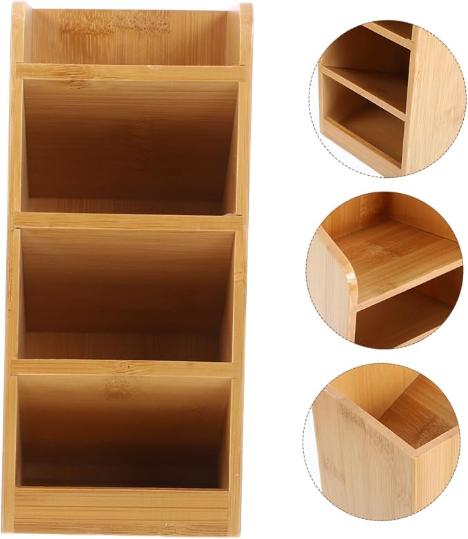 TEHAUX Multi-functional Wooden Desk Organizer Elegant Storage for Office Supplies Pens and Pencils Stylish and Minimalist Design for Clean Workspace