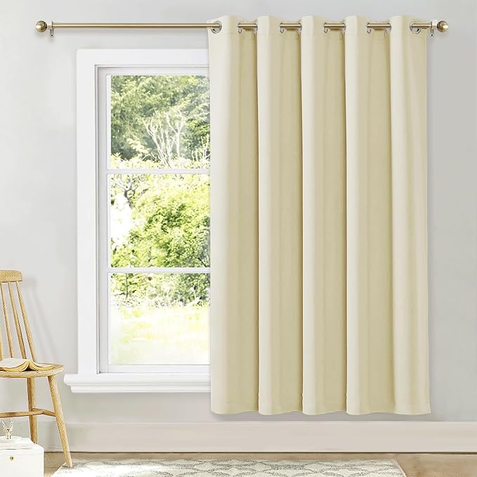 NICETOWN Blackout Wide Blinds for Sliding Door, Beige, W70 x L72, 1 Panel, Insulated Noise Reduction Drapes, Privacy Vertical Curtain for Living Room&Bedroom