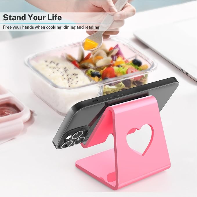 Crpich Acrylic Cell Phone Stand, Portable Phone Holder, Pink Phone Stand for Desk, Compatible with Phone16 15 14 13 12 Pro Max Mini 11 SE, Switch, Android Smartphone, Pad, Tablet, Desk Accessories