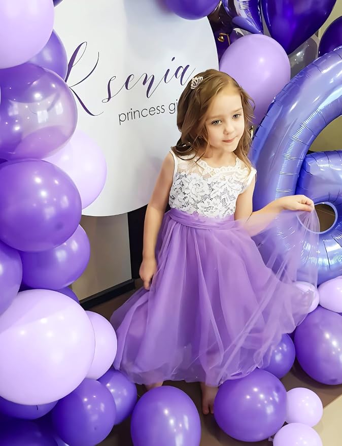Purple Balloons Garland Arch Kit, 132pcs Graduation Balloon Arch Kit with Different Sizes Pastel Dark Purple Metallic Purple Balloon & Confetti Balloon, for Graduation Decorations, Wedding, Birthday