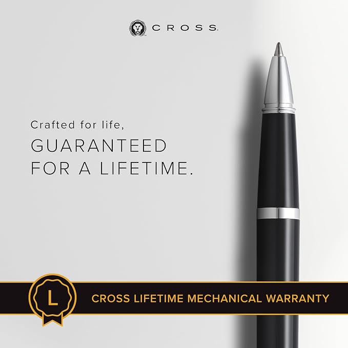 Cross Bailey Light Glossy Black Resin Rollerball Pen - Professional Pen for Effortless Writing - Journaling, Note-Taking & More - Black Ink - Easy Handling - Includes Gift Box