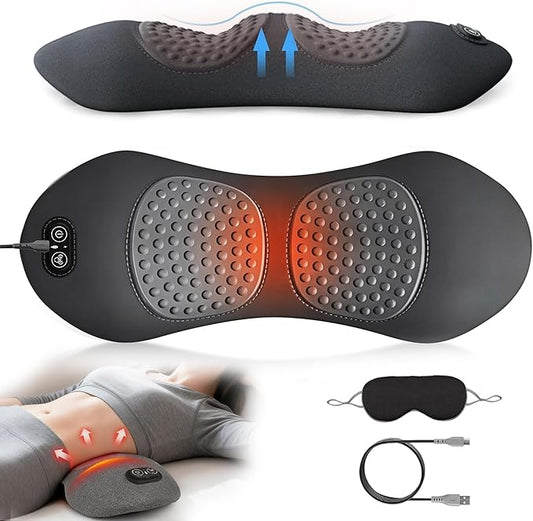 3 in 1 Electric Lumbar Support Pillow -Lower Back Massager with Heat & Vibration,Air Lift Technology,Ergonomic Memory Foam Back Massager for Pain Relief Deep Tissue
