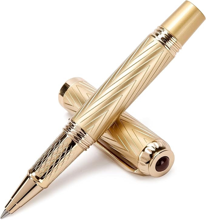 iMenaiy EDC Rollerball Point Pens for Travel Writing Journaling, Luxury Mini Pocket Pens for Men Women Boss Writers, Good Nice Pen Gifts Birthday Christmas Graduations, Gold