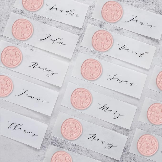 UNIQOOO Wax Seal Stickers - 3D Magnolia Wedding Invitation Envelope Botanical Seal Stickers, 50 Pcs Self- Adhesive Blush Pink Stickers, Perfect for Invitation, Christmas, Gift Wrapping, Party