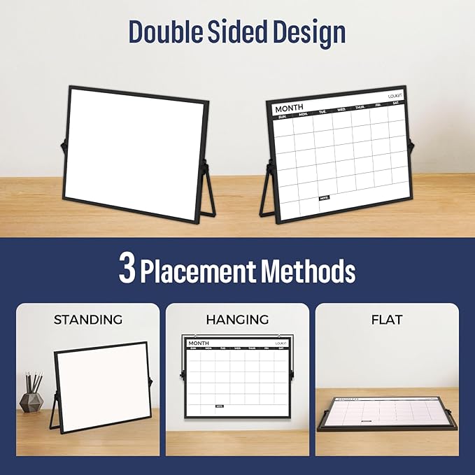 LOUKIN Magnetic Desktop Calendar Whiteboard & LOUKIN Glass Desktop Whiteboard (Purple)