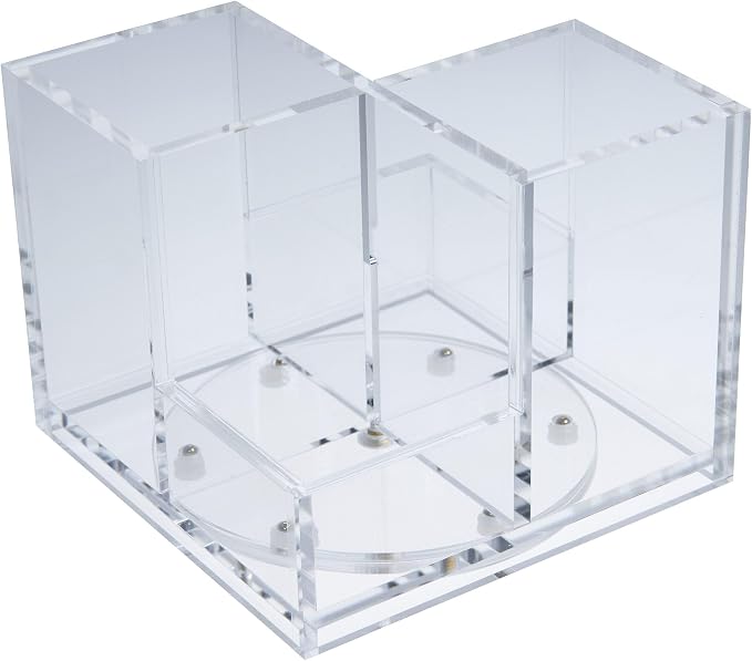 Gartner Studios Rotating Acrylic Pen & Pencil Holder for Desk, Clear | Spins to keep pens, brushes & supplies within reach. Clear acrylic carousel with two extra compartments for clips & pins.