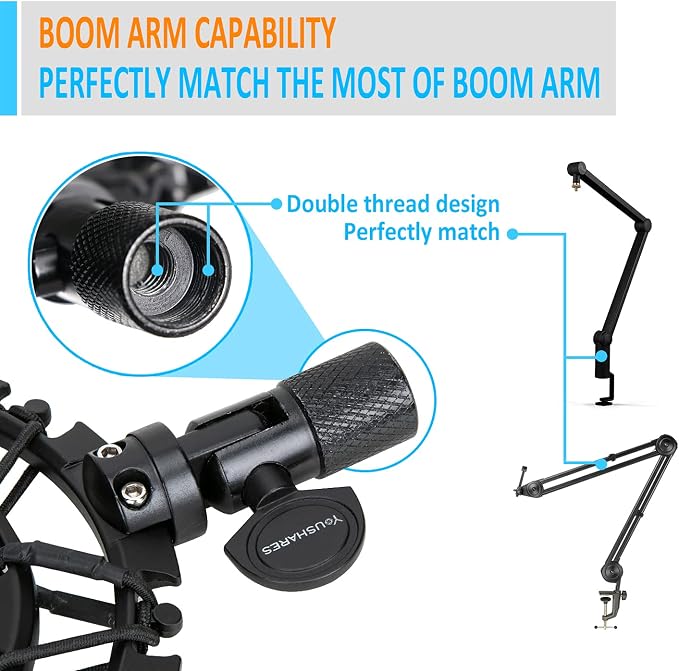 Youshares Blue Yeti Shock Mount with Foam Windscreen, Alloy Shockmount Reduces Vibration, Compatible for Yeti Microphones