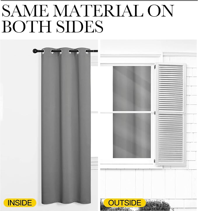 NICETOWN Blackout Curtain & Drape 68 inch Length, 55 inch Wide, Sold by 1 Panel, Silver Grey Color, Noise Reducing Drapery for Living Room/Farmhouse