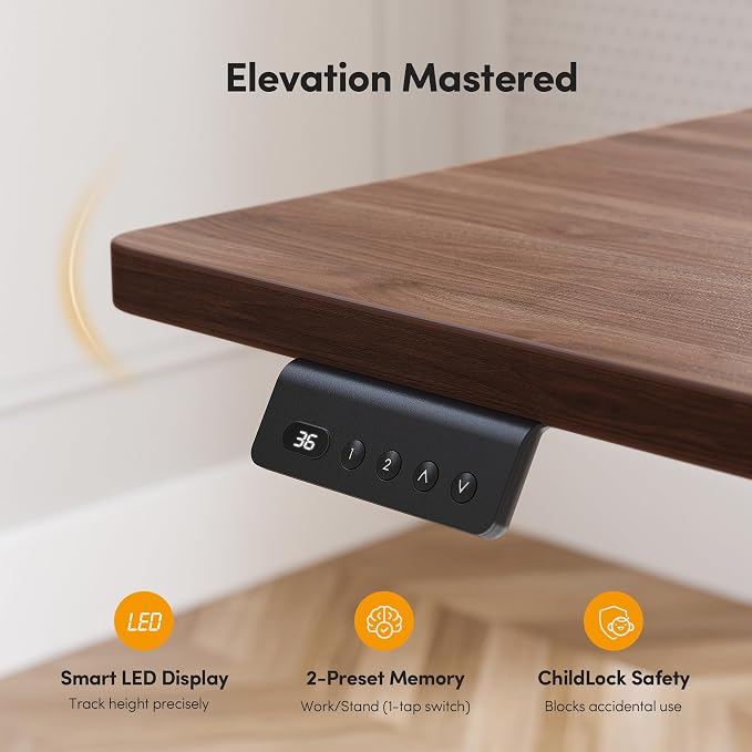 CubiCubi L Shaped Standing Desk 75 x 63 Inch Adjustable Height, Electric Corner Desk, Sit Stand Home Office Desk with Splice Board, Black Walnut(2 Packages