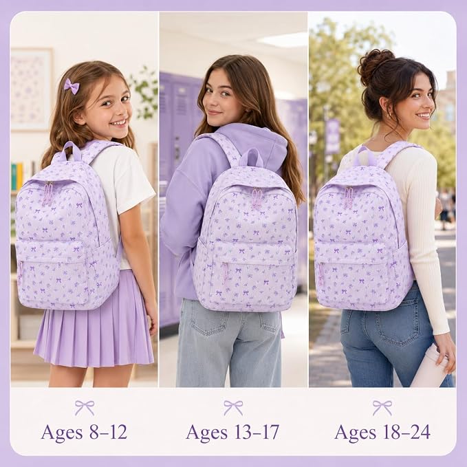 Bluboon School Backpack Set Girls Womens Laptop Bookbag Casual Daypack Fits 15 inch Laptop with Lunch Tote Bag and Pencil Bag