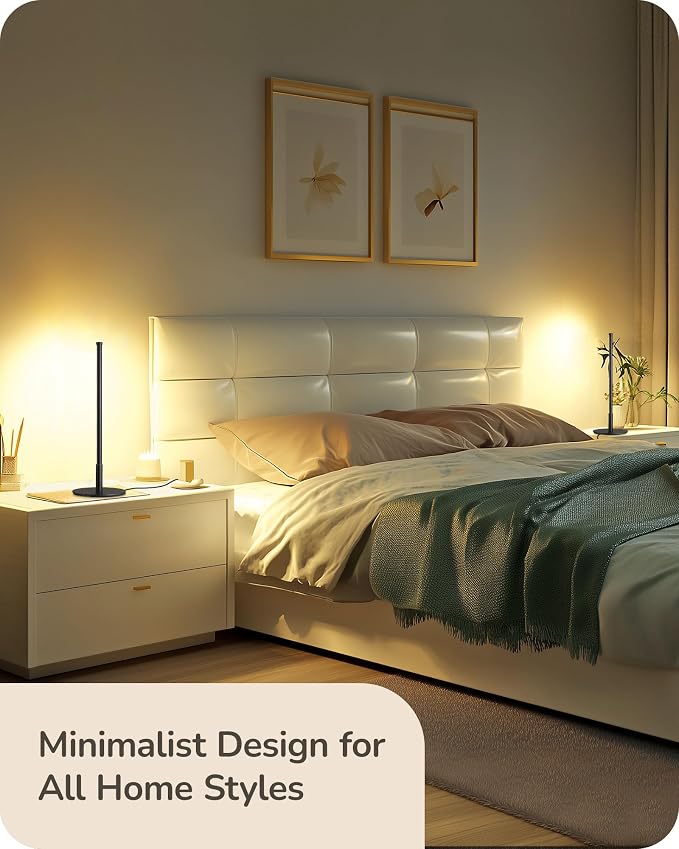 EDISHINE Upgraded LED Table Lamp Set of 2, Stepless Dimmable Bedside Lamps with Metal Finish & 3 Color Temperature, 6W Modern Desk Lamps, Black Nightstand Lamp for Bedroom, Living Room, Corner, Gift