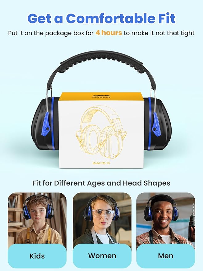 Noise Reduction Ear Muffs, SNR31dB Hearing Protection Sensory Earmuffs, Noise Cancelling Headphones for Adults Ear Protection for Gun Range, Yard Work, Mowing, Monster Truck, Fireworks