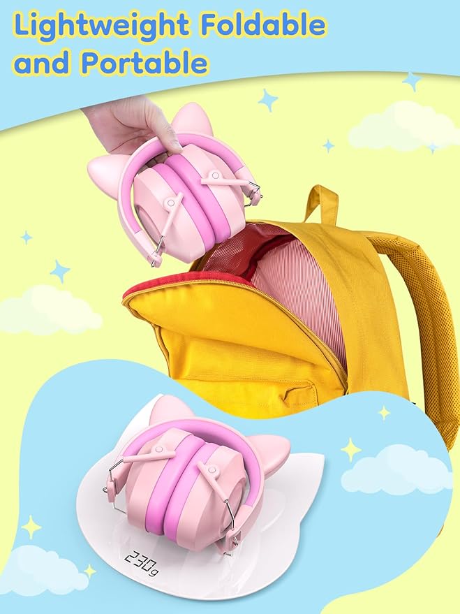 Ear Muffs for Noise Reduction: 32SNR Noise Cancelling Headphones for Kids Toddlers, Kids Ear Protection for Austism Sensory Fireworks Concerts Focus Cute Xmas Gifts for Girls