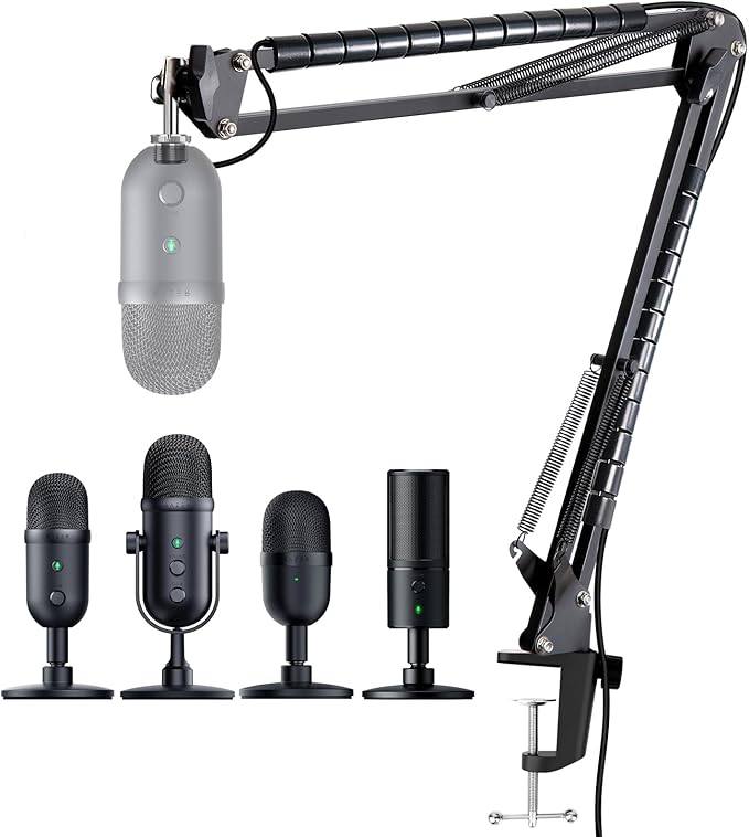 Mic Boom Arm for Razer Seiren V2 X Microphone - Adjustable Mic Arm Compatible with Razer Seiren V2 Pro, Seiren Mini and Seiren X, Mic Stand Great for Streaming, Gaming, Podcast by YOUSHARES