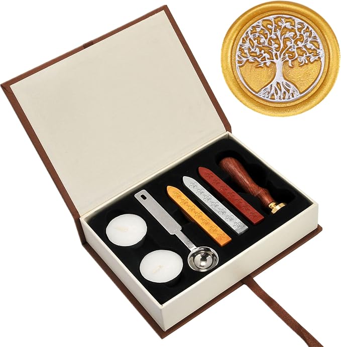 Tree of Life Wax Seal Stamp Set, Yoption Classic Vintage Seal Wax Stamp Set, Retro Seal Stamps Maker Gift Box Set (Tree of Life)