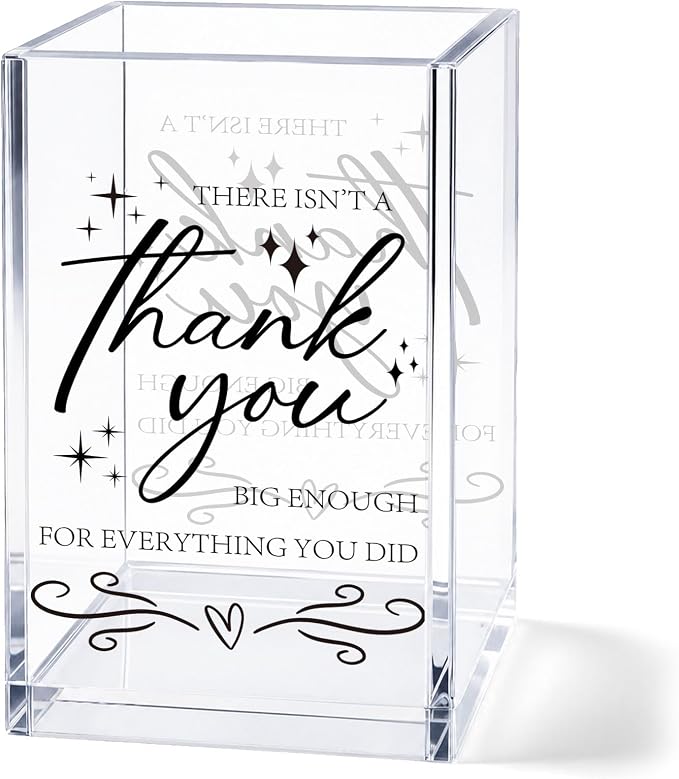 Appreciation Gifts for Coworker, Acrylic Pen Holder Cup, Thank You Gift for Women Men, Colleague Boss Gift, Office Desk Decoration