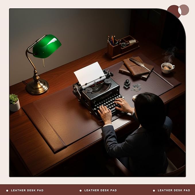 47.2 x 17 Inch Leather Desk Pad Protector with Side Rails, Executive Office Desk Mat for Home Workspace, Writing Surface, Mouse & Keyboard Pad, Elegant Gift for Men Dad Husband(Brown)
