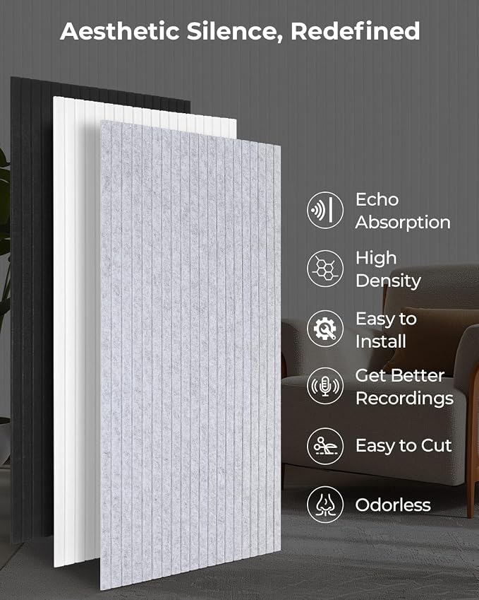 SODOCT 12 Pack Large Acoustic Panels, 47.2" X 23.6" X 0.4" Sound Proof Panels for Walls, High Density Sound Absorbing Panels for Home Studio & Office, White