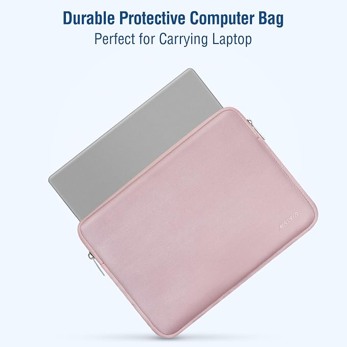 MOSISO Laptop Case 17.3 inch, 17-17.3 inch Laptop Sleeve Bag Compatible with Dell XPS/HP Pavilion/Ideapad/Acer/Alienware/HP Omen Notebook, Neoprene Computer Sleeve Bag with Small Case, Baby Pink