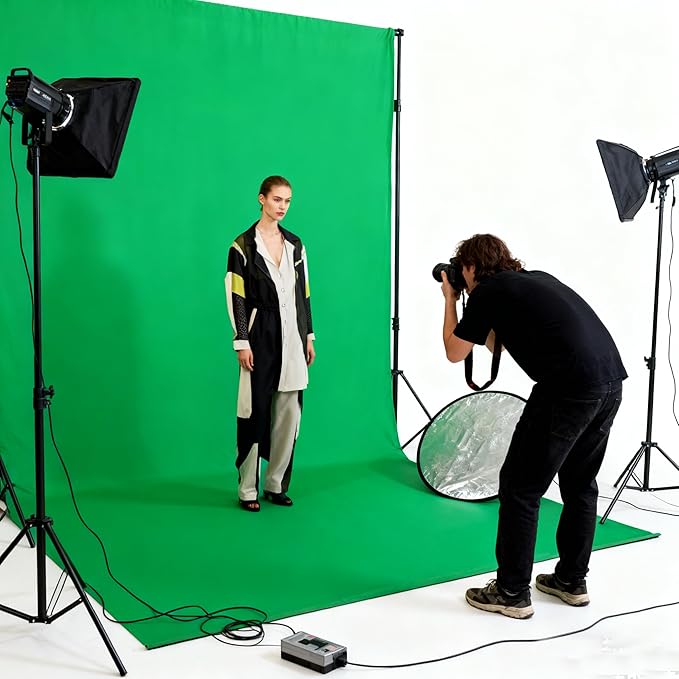 Green Screen Backdrop 10x20ft Photo Backdrop Chromakey Muslin Portrait Green Backdrop for PS Keying/Video Creation/Studio Portrait Shoots