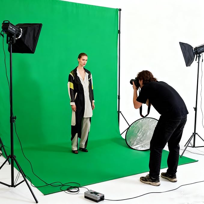 Green Screen Backdrop 8x10ft Photo Backdrop Chromakey Muslin Portrait Green Backdrop for PS Keying/Video Creation/Studio Portrait Shoots