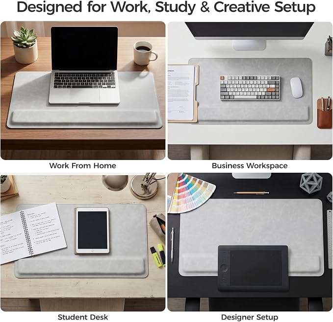 Magnetic Desk Mat System with Wrist Support 80×40cm, Premium Leather Desk Pad with Magnetic Accessories, Waterproof Non-Slip Desk Organizer for Office & Gaming