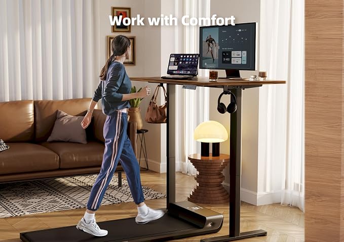 YDN Electric Standing Desk Adjustable Height, 35 x 20 Inches Stand up Desk with Cable Management, Home Office Desks with Splice Board & Black Frame, Rustic Brown Top