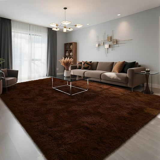 HOMORE Living Room Rug 6x9 Area Rug, Brown Rugs for Living Room Bedroom, Large Fluffy Rugs Super Soft Carpet for Kids Room Classroom Dorm Home