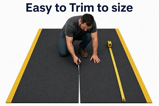 Guardian 24061001BY Soft Step Anti-Fatigue Floor Mat, Vinyl, 6'x 10", Black with Yellow Stripe