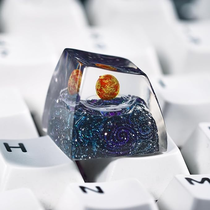Sun Artisan Keycap Solar System Planet - 1U ESC, R1 SA Profile Custom Handmade Resin Cherry MX Switch Key Cap Mechanical Keyboard, Cool Tech Gifts for Men, Dad, Father, Gamer, Space Lover