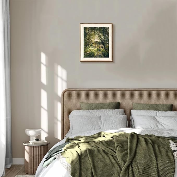 uniro Framed Canvas Wall Art, Vintage Summer Country Landscape Oil Painting, Retro Aesthetic Artwork for Wall Home Living Room Bathroom Bedroom Farmhouse Wall Decor - 10"x12"