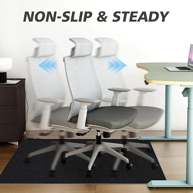 Sycoodeal Office Chair Mat for Hardwood Floor,Office Computer Gaming Chair Mat for Tile Floor,Large Floor Protector Rug,Anti-Slip,Easy to Clean,Black(40"x55")