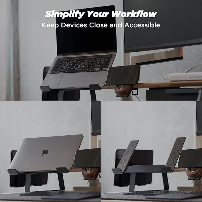 Moodular Laptop Tray Stand Add-On for Slide Rails, Do Not Use Alone | Accessory Only, Ergonomic Height, Swivel Adjustable, Quick Setup & Removal, Secure & Sturdy, Felt Padding, Black, MSA-LT