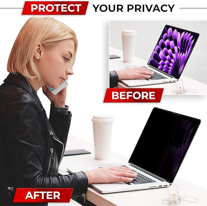 Magnetic Privacy Screen for MacBook Air 13 & 13.6 Inch (2022-2025, M2, M3, M4) Patented Removable Laptop Privacy Filter Shield and Protector