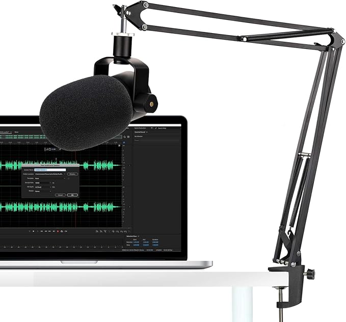 20+18.5in Rode Podmic Stand with Pop Filter, Professional Boom Arm and Windscreen for Rode PodMic Cardioid Dynamic Podcasting Microphone by YOUSHARES
