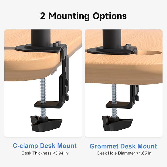 Pholiten Dual Monitor Stand, Heavy Duty Adjustable Monitor Arm Desk Mount for 2 Screens up to 32 Inches, Tilt, Swivel, Rotate, Supports 22 lbs Per Monitor Arm