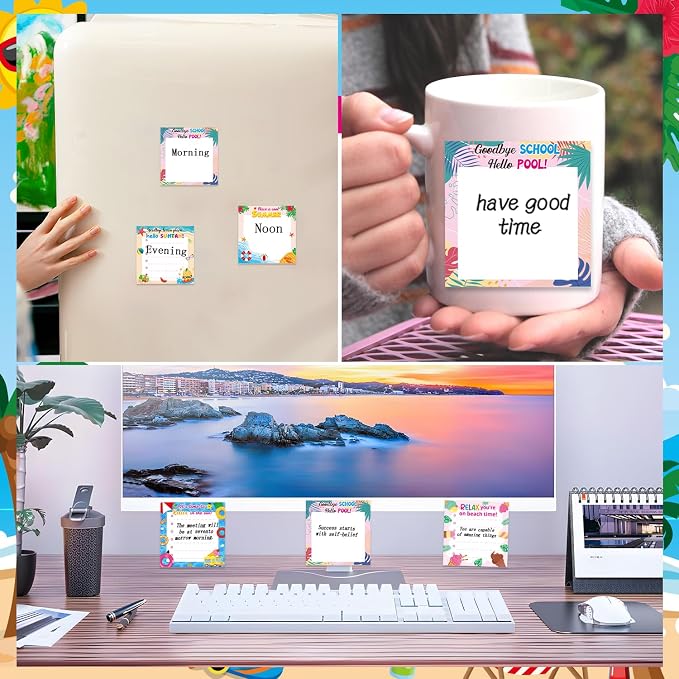 End of the Year Sticky Notes Gifts, 9 Pack Schools Out for Summer Notepads 3x3 Inches, End of School Year Self-Adhesive Memo Pads, Summer Office Study Supplies Rewards (450 Sheets)