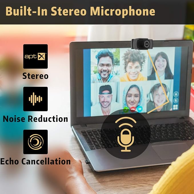 Septekon 1080P HD Webcam with Microphone, Streaming Computer Web Camera for Laptop/Desktop/Mac/TV, USB PC Cam for Video Calling, Conferencing, Gaming