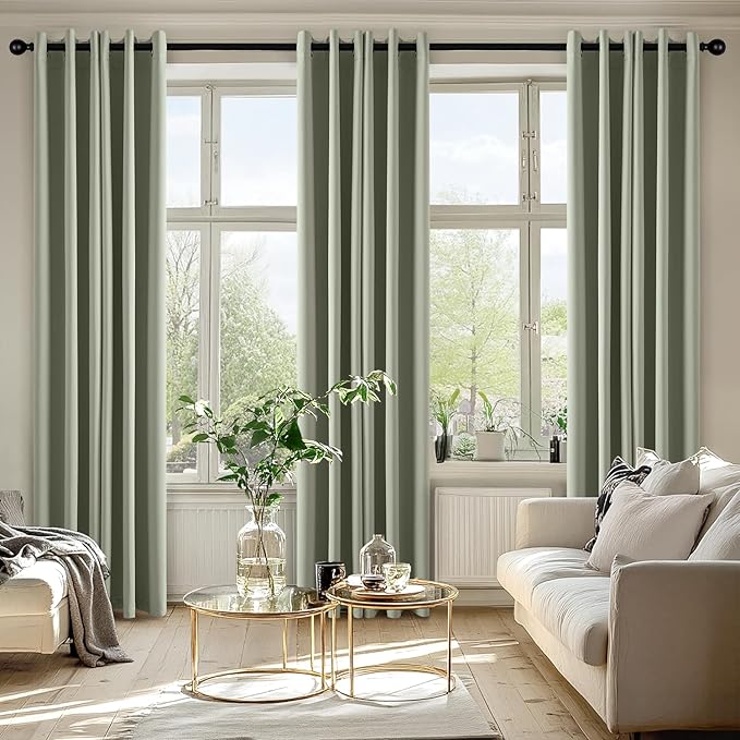 MIULEE Blackout Curtains for Bedroom Living Room 2 Panels, Thermal Insulated Room Darkening Drapes Grommet Noise Reducing Light Blocking Window Treatments 84 Inches Long 40x84 Inch Sage Green