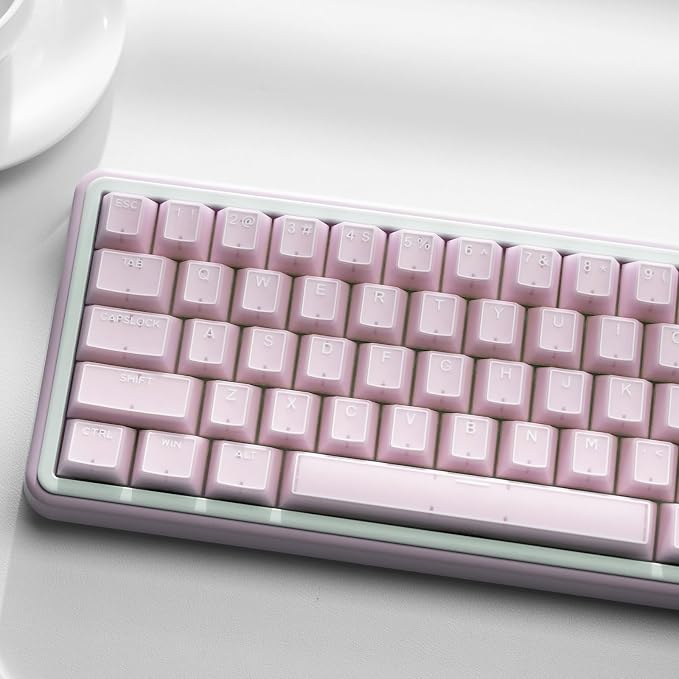 Pink Jade keycap, 142Key Set, Translucent Double Shot 142 Keys Cherry Profile for 60% 65% 75% 87 104 108 Layout Mechanical Keyboards, MX Switch CompatibleKeyboard