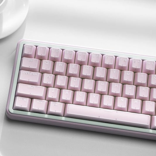 Pink Jade keycap, 142Key Set, Translucent Double Shot 142 Keys Cherry Profile for 60% 65% 75% 87 104 108 Layout Mechanical Keyboards, MX Switch CompatibleKeyboard
