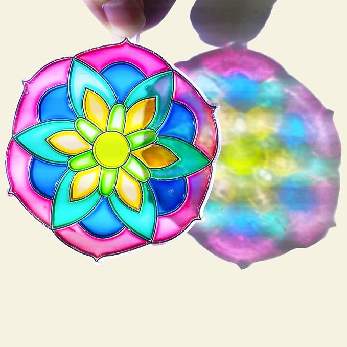 AUEKIV 30 Sets Suncatcher Kit Mandala Suncatchers Window Art Paint Sun Catcher DIY Craft Kits Flower Suncatcher Kit for Summer Decoration Home Activity Art Project Birthday Party Favors