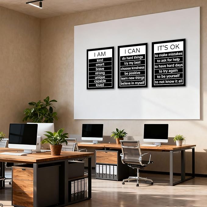 Halioyo Motivational Wall Art Decor Inspirational Canvas Wall Art Positive Affirmation Quotes Poster Decor for Bedroom Living Room Classroom Dorm Office, 24x36inchx3pcs