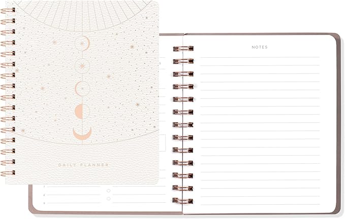 Fringe Studio Non-Dated Daily Planner, Faux Leather Cover, "Moon Phase Dust", 160 Pages, 6" x 7.25" (877006)