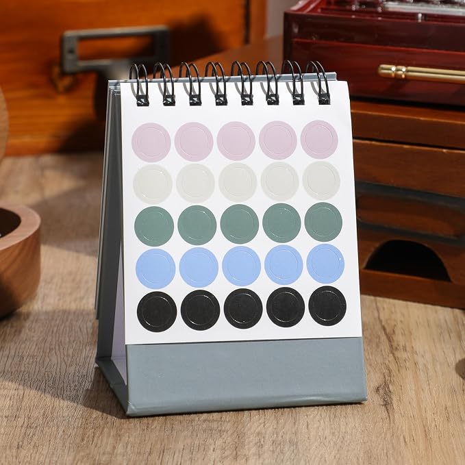 Mini Desk Calendar 2026-2027 - Runs From January 2026 until June 2027 Small Desktop Calendar Thick Paper Twin-Wire Binding with Stickers for Home Office School (Mini Grey)