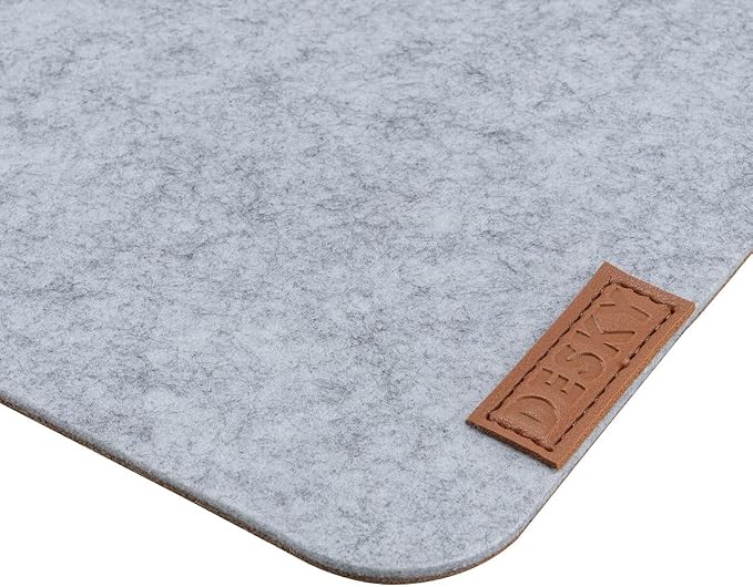 Desky Cork & Felt Desk Pad – Reversible Natural Cork & Felt Desk Mat, Anti-Slip Writing Surface, Desk Protector for Home Office (24.4" x 11.8", Light Grey)