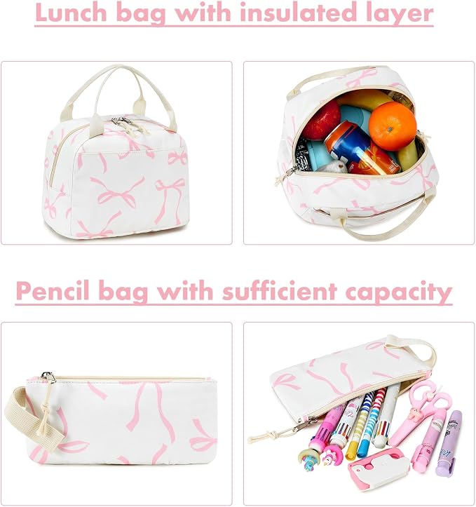Bluboon Teens Backpack Set Girls School Backpack Lunch Box Pencil Bags Student Bookbags 3 in 1
